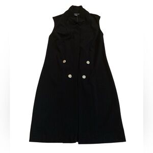 Suzy Shier Petite Black Long Double Breasted Vest S/P